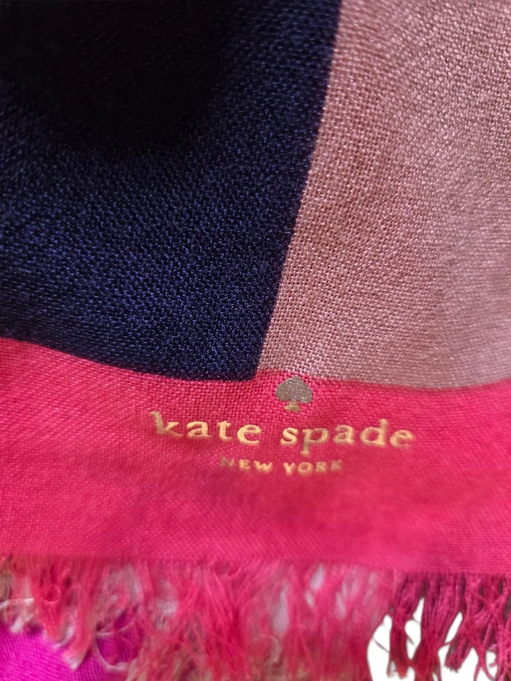 Kate Spade Colorblock Scarf in Hot Pink, Navy & Cream